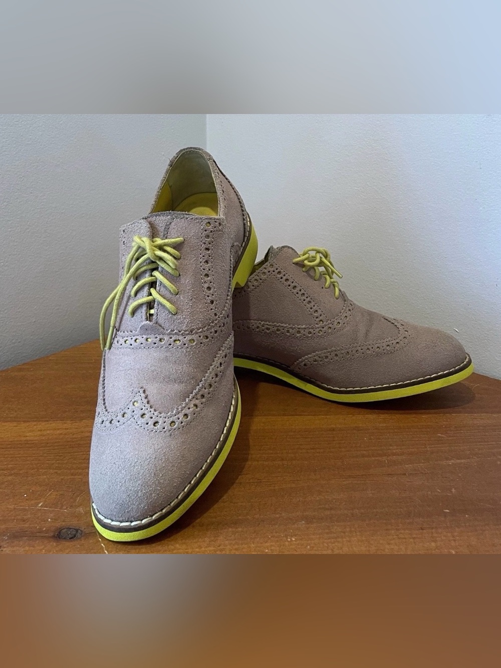 Cole Haan Alisa Oxford Shoes Wingtip Tan/Yellow Women’s Size 7 Leather Suede - Picture 3 of 7